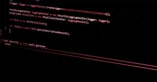해커 프로그래머는 노트북, 사이버 보안에 악성 코드를 작성 — 비디오
