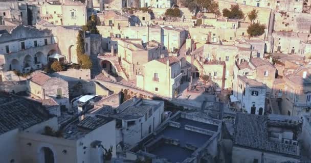 Holiday Summer Panorama Historic Stone Matera Bell Tower Foreground European — Stock Video