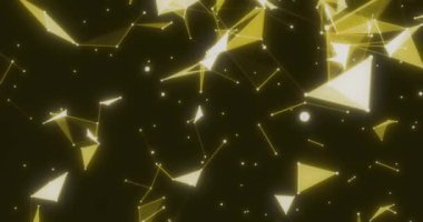 sarı altın sarısı soyut arkaplan hareket katmanı noktalar ve çizgiler, teknoloji, sosyal ağlar, iletişim, iş, üçgenlerden oluşan yüzey, fütüristik ağ