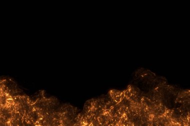 Siyah arka planda mükemmel alevler hareket, ısı ve tehlike kavramı