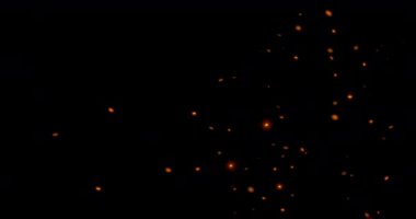 Noel, yeni yıl altın gibi sıcak partiküller ve akışkan akışkan hareketlerle siyah arkaplan, bayram ve olay