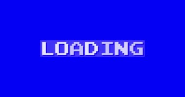 eski yükleme veri karakterleri kelime mavi arkaplan ekranda, eski bilgisayar uyarı bilgisi konsepti