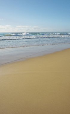 Kavramsal olarak boş plaj yaşam tarzı arkaplan resmi. Tatil tatili için tatil yeri. Balayı için ortamı ilhamı. Günışığı Sahili Queensland.