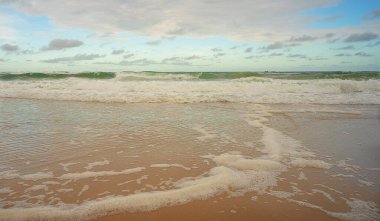 Dalgalı denizler ve vahşi sörfler Sunshine Coast Queensland kıyılarında bolca köpük üretiyor. 