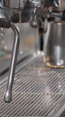 Yetenekli bir barista ustalıkla zengin, aromatik espresso akışını güzel bir fincana döküyor, kahve yapma sanatını ön plana çıkarıyor. Parıldayan espresso makinesi ve rahat kafeterya ortamı davetkar bir atmosfer yaratıyor.