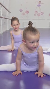 Parlak ve havadar bir bale stüdyosunda, iki küçük sevimli balerin zarif bir şekilde mükemmel parçalara ayrılıyor, etkileyici esnekliklerini ve adanmışlıklarını sergiliyorlar. Genç kız, ışıltılı bir gülümseme ile, zarif bir şekilde bölünmüş,