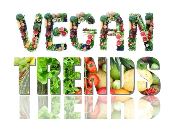 Vegane Trends Aus Obst Gemüse Hülsenfrüchten Und Nüssen Stockbild