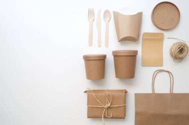 Collection of sustainable packaging, low carbon green revolution concept