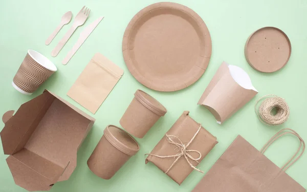 Collection of sustainable packaging, low carbon green revolution concept