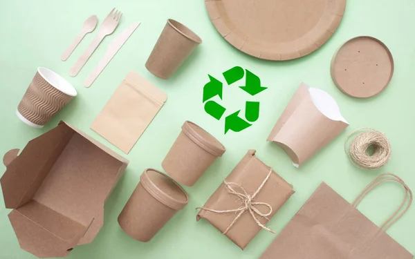 Sammlung Nachhaltiger Verpackungen Konzept Einer Kohlenstoffarmen Grünen Revolution — Stockfoto