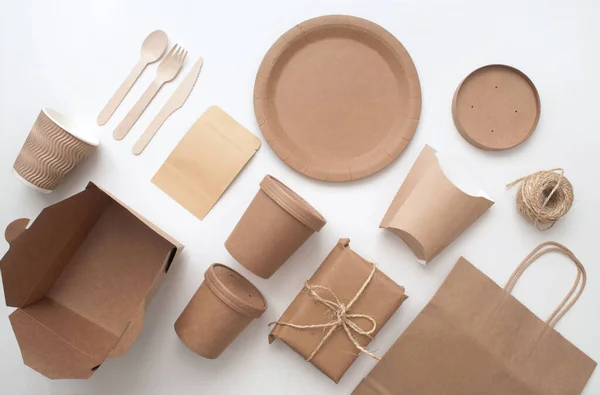 Collection of sustainable packaging, low carbon green revolution concept