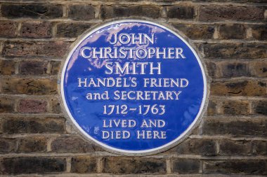 Londra, İngiltere, 15 Ocak 2024: Londra, İngiltere 'deki Carlisle Caddesi' nde Handels sekreteri John Christopher Smith 'in yaşadığı ve öldüğü yeri gösteren mavi bir plaket..