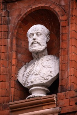 London, UK - February 26th 2024: A bust of Prince Albert, located on the exterior of a building on Mount Street in the Mayfair area of London, UK. clipart