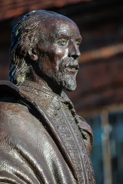 stock image Stratford-Upon-Avon, UK - February 12th 2024: Statue of famous playwright William Shakespeare in Stratford-Upon-Avon - his birthplace in Warwickshire, UK.