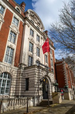 Londra, İngiltere - 4 Mart 2024: Tarihi Royal Academy of Music 'in dışı, Marylebone Road, İngiltere.