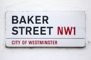 Londra, İngiltere - 4 Mart 2024: Londra, İngiltere 'de Baker Caddesi için bir sokak tabelasına yakın çekim.