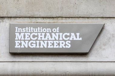 Londra, İngiltere - 18 Mart 2024: Londra, İngiltere 'de Birdcage Walk' da bulunan Mekanik Mühendisleri Enstitüsü 'nün girişinde bir işaret.