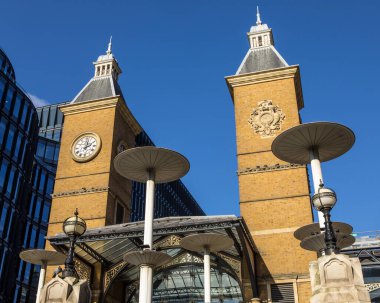 The exterior of Liverpool Street station, located on Liverpool Street in London, UK. clipart
