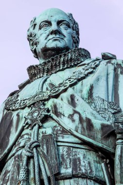 Edinburgh, İskoçya - 15 Şubat 2023: York ve Albany Dükü Prens Frederick 'in Edinburgh, İskoçya' daki Edinburgh Kalesi 'ne yakın bir yerde bulunan heykeli.