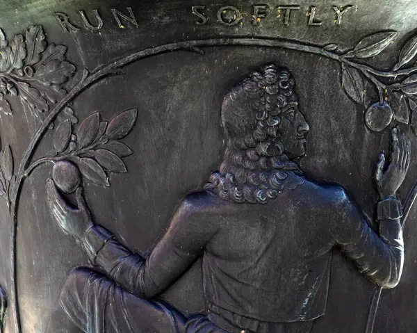 Stock image London, UK - March 14th 2023: A depiction of King Charles II, on the Venus Fountain in Sloane Square in London, UK.