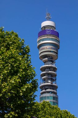 London, UK - May 26th 2023: The iconic BT Tower, located in the Fitzrovia area of London, UK. clipart