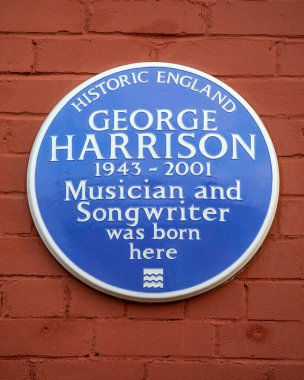 Liverpool, İngiltere - 21 Nisan 2024: The Beatles üyesi George Harrison 'ın doğum yeri olan 12 Arnold, Liverpool, İngiltere.