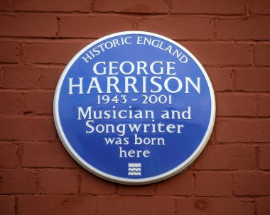 Liverpool, İngiltere - 21 Nisan 2024: The Beatles üyesi George Harrison 'ın doğum yeri olan 12 Arnold, Liverpool, İngiltere.