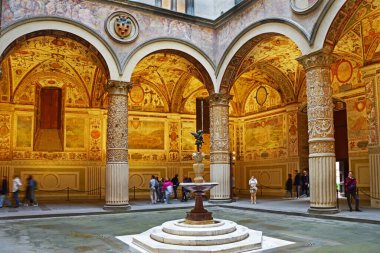 One of the courtyards of the Vecchio Palace - Cortile di Michelozzo. Florence, Italy. November 10, 2022. Editorial photo