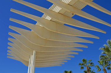 İspanya, Malaga 'da Muelle Uno Bulvarı' ndaki Palm Grove of Surprises Park
