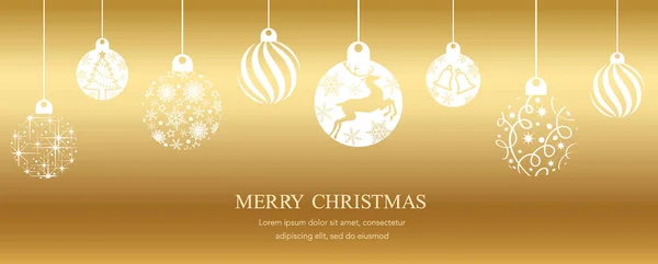 Vector Gold Hintergrundillustration Mit Weihnachtskugeln Und Textfläche — Stockvektor