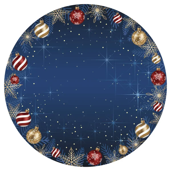 Αφηρημένη Διανυσματική Γύρο Πλαίσιο Εικονογράφηση Μπάλες Χριστούγεννα Και Φωτεινό Μπλε — Διανυσματικό Αρχείο