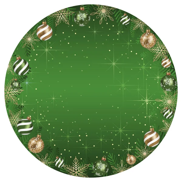 Abstract Vector Frame Illustration Christmas Balls Luminous Green Background Isolated — Stock Vector