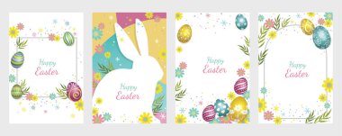 Paskalya Vektörü Tebrik Kartı Bir Düz Arkaplanda İzole Edildi. 