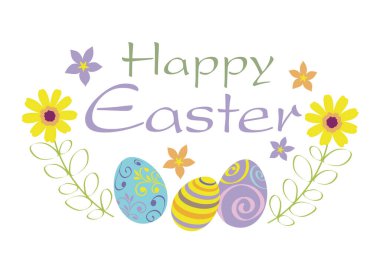 Beyaz bir arkaplanda izole edilmiş Mutlu Paskalya Vektörü Renkli Sembol logosu.