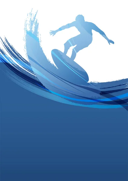 Vector Surfing Silhouette Background Illustration.
