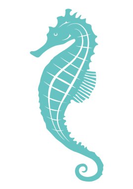 Vektör Deniz Atı Düz Silüeti Resimleri Beyaz Arkaplanda İzole Edildi.