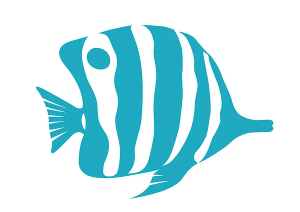 Vektorové Tropické Ryby Ploché Siluety Ilustrace Izolované Bílém Pozadí — Stockový vektor