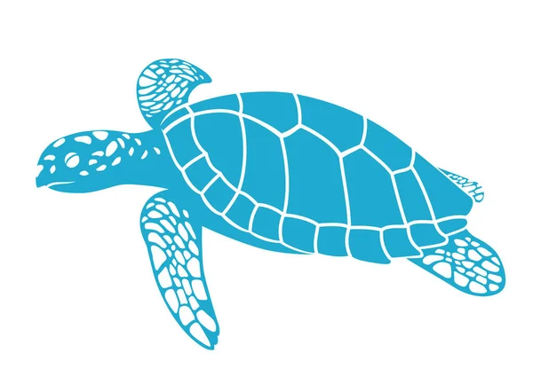 Vektorová Mořská Želva Plochá Silueta Ilustrace Izolované Bílém Pozadí — Stockový vektor