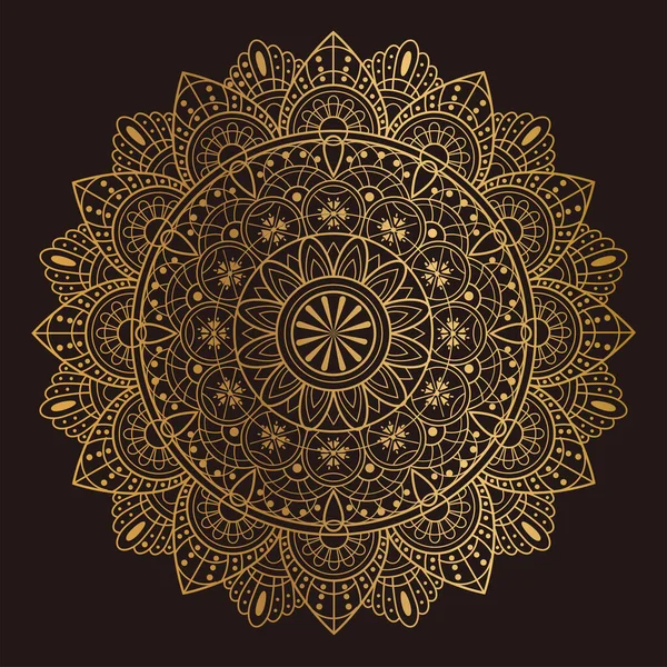 stock vector Gold Mandala Ornament Design Isolated On A Dark Background.