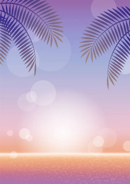 Vector Tropical Resort Background Sunrise Sunset Palm Leaves — Stock Vector