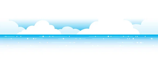 Vector Seamless Ocean View Fondo Con Cielo Azul Horizonte Nubes — Vector de stock