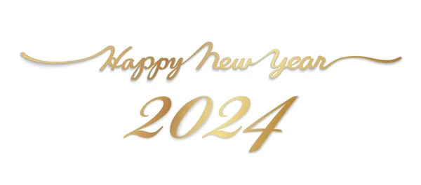 Ano 2024 Feliz Ano Novo Vetor Escrito Mão Gold Script —  Vetores de Stock