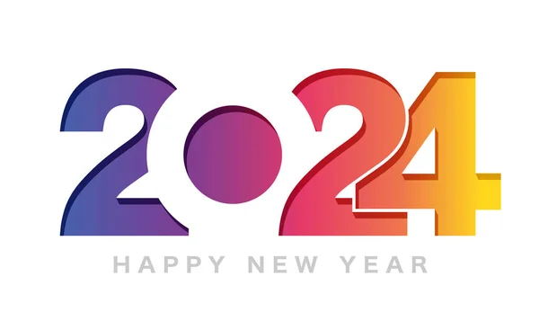 Yıl 2024 Yeni Yıl Sembol Logosu. Vektör Resimleri Beyaz Arkaplanda İzole Edildi.