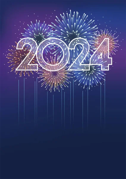 Das Logo Des Jahres 2024 Und Ein Feuerwerk Mit Text lizenzfreie Stockvektoren