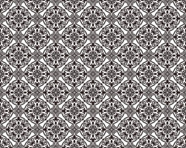 Vektör Damask, Kusursuz Şablon. Yatay ve Dikey Olarak Tekrarlanabilir.