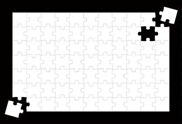 White Jigsaw Puzzle Blank Hintergrundvorlage Isoliert Auf Einem Schwarzen Hintergrund lizenzfreie Stockillustrationen