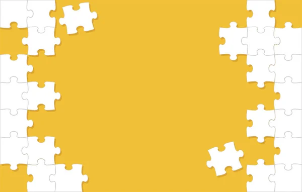 White Jigsaw Puzzle Rahmen Und Hintergrund Vorlage Auf Einem Orangefarbenen lizenzfreie Stockillustrationen
