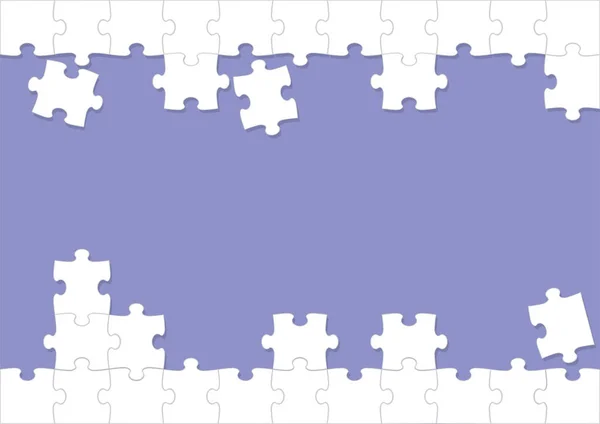 Blanco Jigsaw Puzzle Marco Plantilla Fondo Sobre Fondo Púrpura Ilustración Vector De Stock