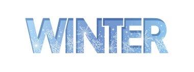 Dekoratif 3D Yardım Kış Logosu. Vektör Resimleri Beyaz Arkaplanda İzole Edildi. 