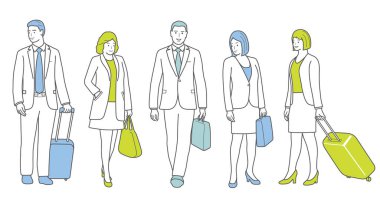 Beyaz bir arkaplanda izole edilmiş Düz Tasarım Stili İle İşadamları Vektör İllüzyonu. 